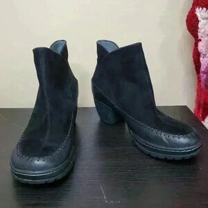 JAMBU Women's Size 8.5M Black Suede Jazz Too Vegan Chunky Ankle Boots Winter